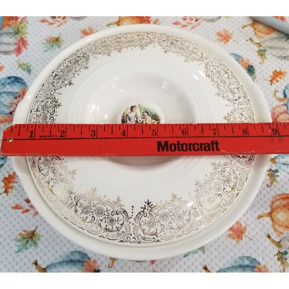 vintage American Limoges Triumph China d'Or china covered serving bowl 22k trim - Picture 10 of 11